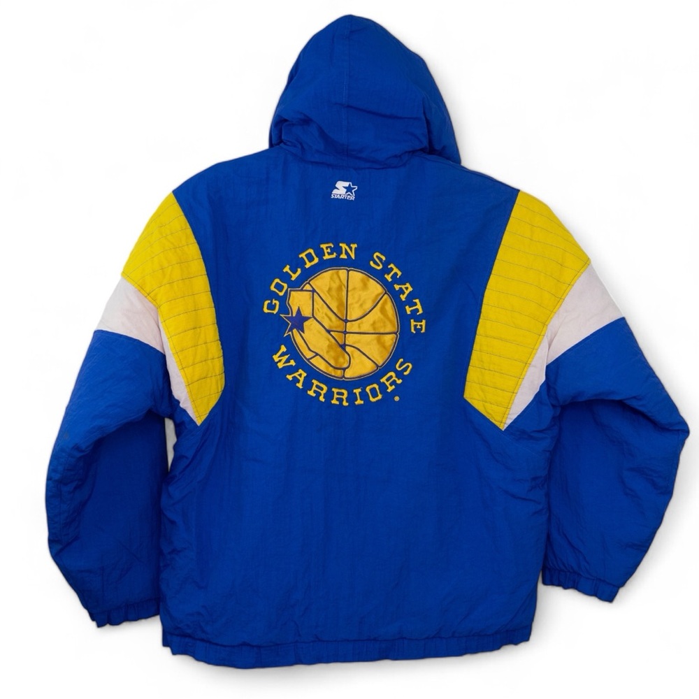 Vintage Golden State Warriors NBA Hooded Puffer Starter Jacket Mens XL RARE